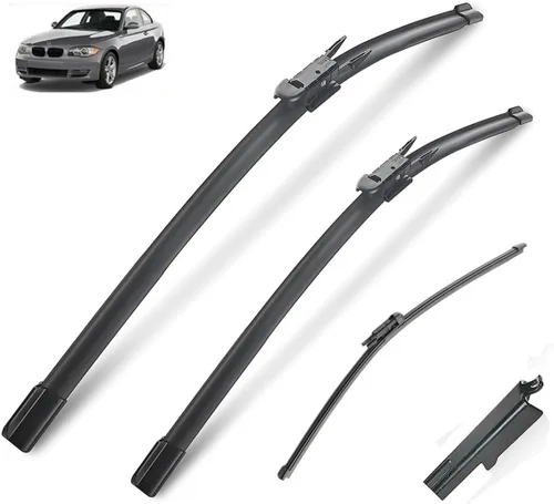 Miniatura 7 de Juego de limpiaparabrisas delantero y trasero compatible con BMW Serie 1 E81 E87 2004-2011 parabrisas 118d 123d 3.3 ft 116i 120d Window 118i 120i