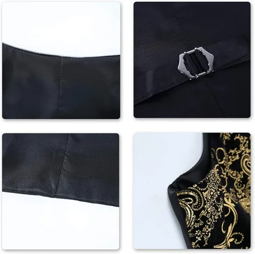 Miniatura 3 de Cloudstyle Chaleco de vestir con estampado para hombre, ajustado, chaleco formal con botones