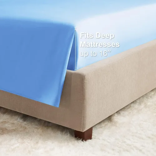 Miniatura 6 de Empyrean Bedding - Juego de sábanas de 6 piezas con correas ajustadas para mayor duración y resistencia, 110 GSM, tejido suave, Microfibra, azul