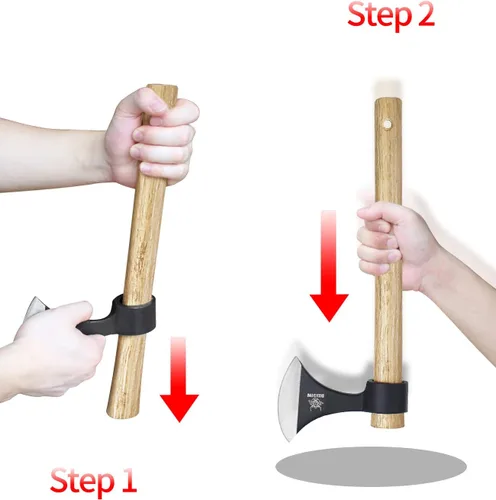 Miniatura 6 de Hachas de lanzamiento, paquete de 2 Tomahawks de 16.2 pulgadas de acero de alto carbono y mango de madera, para recreación y competencia