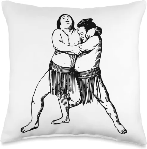Clever Witty Sumo Designs Wrestling Vintage Wrestler Retro Sumo - Almohada de 16 x 16 pulgadas, multicolor