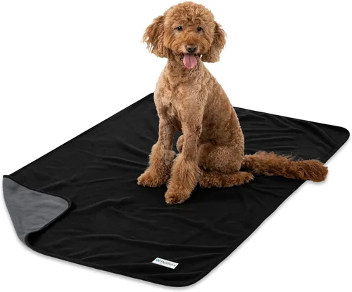 Miniatura 15 de PetAmi Manta Impermeable para Mascotas Cama para Perros Funda de Sofá para Muebles, Reversible Lavable Forro Polar Suave Negro/gris