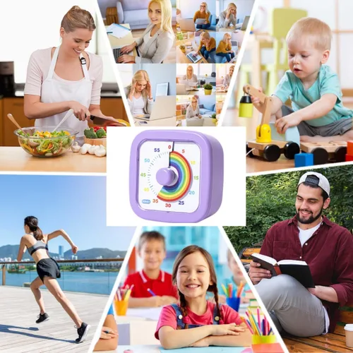Miniatura 3 de Temporizador visual para niños, lindo arco iris, temporizador de cuenta regresiva de 60 minutos, gestión del tiempo para niños y adultos, Azul