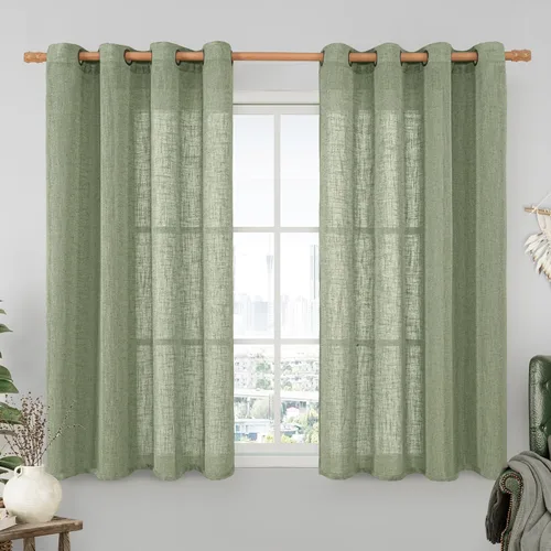Miniatura 42 de LAMIT Cortinas de lino sintético para dormitorio, paneles filtrantes de luz, cortinas de lino con protección de privacidad con ojales para ventanas