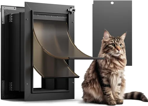 Miniatura 9 de Puerta para perro XL para pared, puerta de perro extra grande totalmente de aluminio, puerta de servicio pesado para mascotas, fácil de instalar, 2