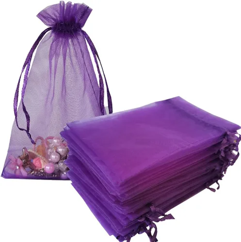 Miniatura 19 de Paquete de 50 bolsas de organza de regalo con cordón verde de 4 x 6 pulgadas para baby shower, Navidad, cumpleaños de bebé, recuerdo de fiesta