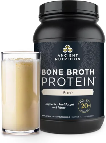 Miniatura 12 de Ancient Nutrition Proteína en polvo hecha de verdadero caldo de huesos, sabor chocolate, 20 g de proteína por porción, envase de 20 porciones