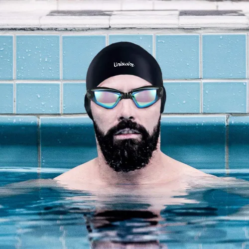 Miniatura 9 de Gafas de natación Juego de gorras de natación gafas de natación de silicona para adultos con gafas antivaho para nadar Colorido