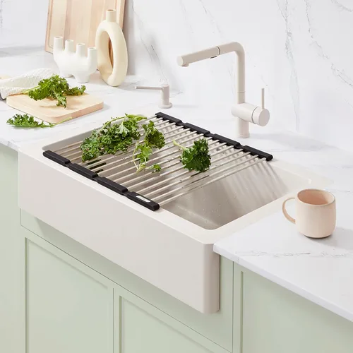 Miniatura 5 de Blanco, 238483, Precis 18-1/8" L x 17-5/16" W Bastidor para lavabo, acero inoxidable