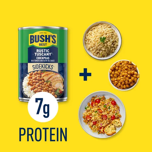 Miniatura 6 de BUSH'S BEST Latas de Garbanzos Rústicos de la Toscana de 15.5 oz, fuente de proteína vegetal y fibra, bajas en grasa, sin gluten, (paquete de 12)