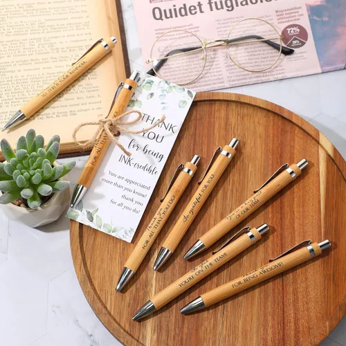 Miniatura 5 de Fulmoon Juego de 20 regalos de agradecimiento a los empleados, incluye bolígrafo de bambú de madera con texto en inglés "May You Be Proud