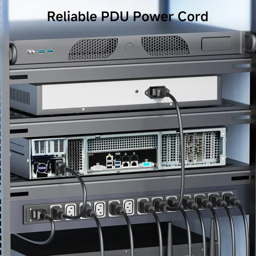 Miniatura 2 de Cable Matters Paquete de 2 cables de extensión de alimentación de computadora a PDU, 3 pies, cable de alimentación IEC C14 a IEC C13 PDU, 10A, 18