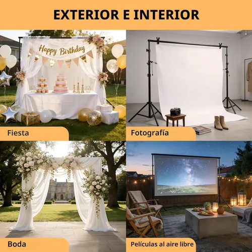 Miniatura 6 de ShowMaven Soporte para Telón de Fondo, 6.4 pies x 10 pies Soporte Ajustable para Fondo de Fotografía con Bolsa de Transporte para Fotografía Estudio