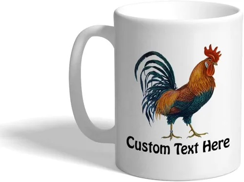 Miniatura 7 de Taza de café personalizada de 11 onzas de gallo con aspecto vintage J Animals Farm & Domesticated Ceramic Tea Cup Design Only