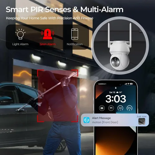 Miniatura 4 de Cámara de seguridad solar inalámbrica para exteriores, sistema de cámara de seguridad para el hogar con visión nocturna a color 2K HD con visión