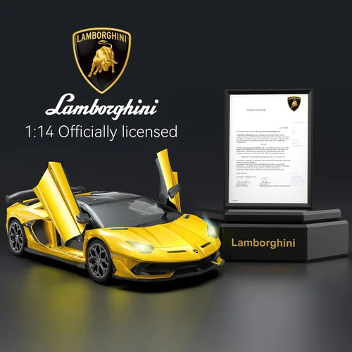 Miniatura 3 de AEROQUEST Lamborghini - Auto a control remoto, con licencia oficial 1:14 Lambo RC para niños y niñas, regalo de cumpleaños, juguetes amarillos