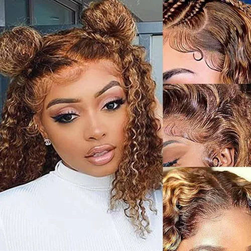Miniatura 21 de Peluca de encaje frontal de 30 pulgadas, cabello humano prearrancado de densidad 180, peluca de encaje frontal brasileña con cabello húmedo y Encaje