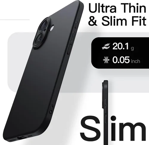 Miniatura 3 de JETech Funda delgada para iPhone 16 de 6.1 pulgadas con protección completa para lente de cámara, ultrafina, ligera, acabado mate, funda protectora