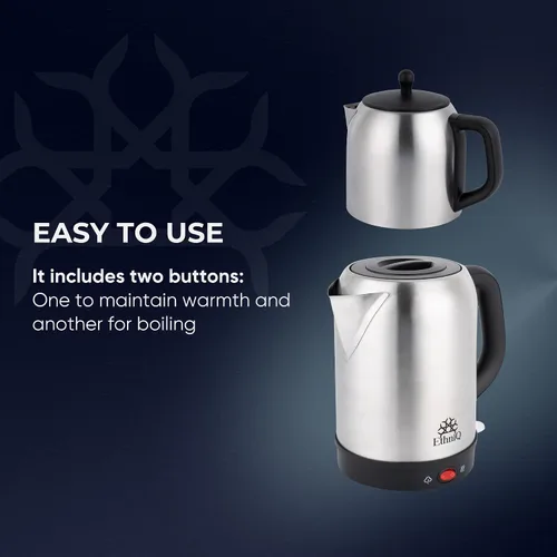 Miniatura 2 de Ethniq TeaVibe Hervidor Eléctrico Turco para Té - Hervidor de Doble Olla de Acero Inoxidable 120V y Filtro, Protección contra Hervido en Seco