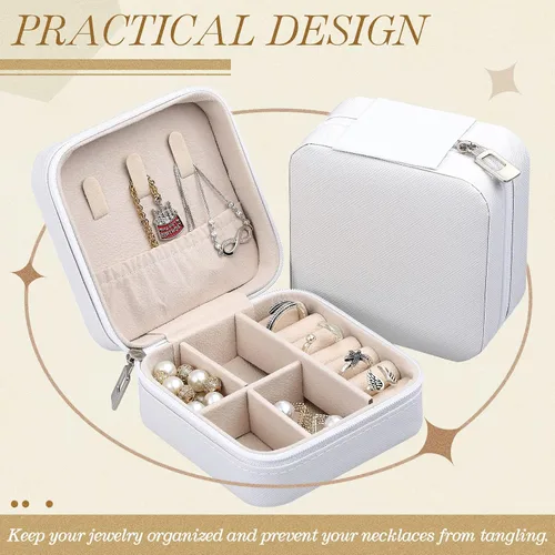 Miniatura 36 de Yinkin 12 piezas de mini joyero de viaje para dama de honor, organizador de aretes de piel sintética, accesorios de viaje a granel, soporte portátil