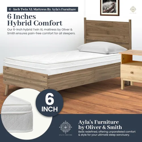 Miniatura 2 de Colchón individual XL Colchón híbrido XL individual de 6 pulgadas con espuma fría de alta densidad y comodidad con resortes de bobina continua