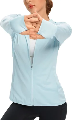 Miniatura 7 de Ropa de protección solar UPF 50+ para mujer, sudadera con capucha y protección solar con cremallera, SPF de manga larga, camisa para el sol, pesca