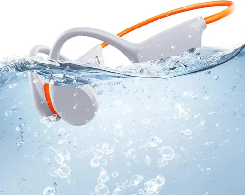 Atopskins Auriculares de conducción ósea impermeables para natación, Bluetooth 5.3 lPX8, auriculares impermeables submarinos para natación con Blanco