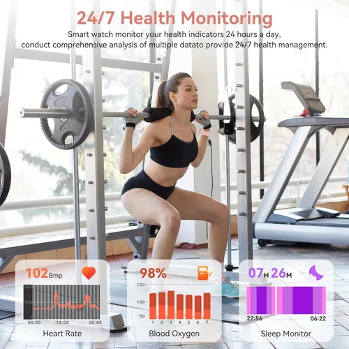 Miniatura 4 de Reloj inteligente para hombres y mujeres, rastreador de fitness HD de 1.85 pulgadas con llamadas Bluetooth, más de 120 modos deportivos, reloj