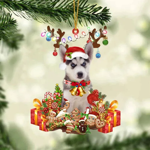 Miniatura 5 de Nazenti Adorno de Navidad personalizado de reno de Alaskan Malamute – Adorno de perro personalizado para amantes de las mascotas, acrílico plano