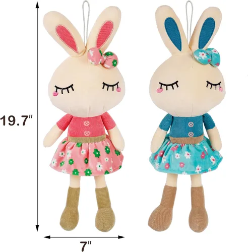 Miniatura 2 de Juego de 2 peluches de conejo de Pascua para niños, 18.3 pulgadas, juguetes de conejo grande, bonitos regalos de cumpleaños para niños y niñas, rosa