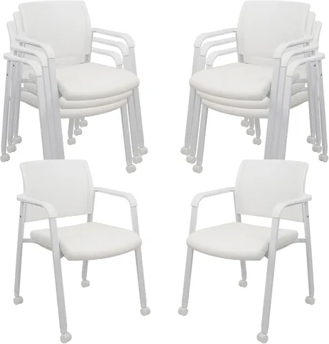 Miniatura 23 de CLATINA Juego de 2 sillas apilables con respaldo de malla con asiento de tela tapizado y soporte lumbar ergonómico para oficina, escuela, iglesia