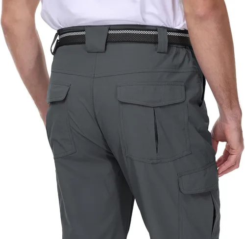 Miniatura 3 de BASUDAM Pantalones de senderismo Ripstop para hombre ligeros de secado rápido elásticos resistentes al agua bolsillos cargo con cinturón
