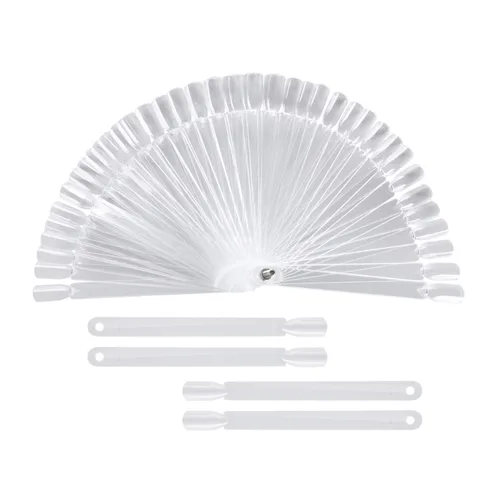 200 piezas de puntas de uñas cuadradas transparentes muestras de pantalla a color con soporte de tornillo de metal en forma de abanico de muestras