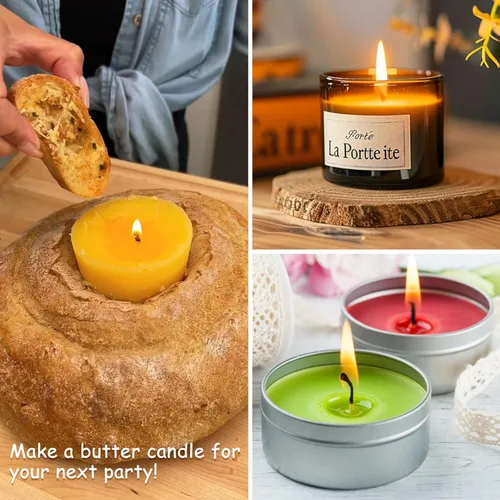 Miniatura 6 de 50 mechas naturales para velas de 6 pulgadas, preenceradas con cera de abeja 100% y pestañas con 60 calcomanías de mecha de vela y 5 dispositivos