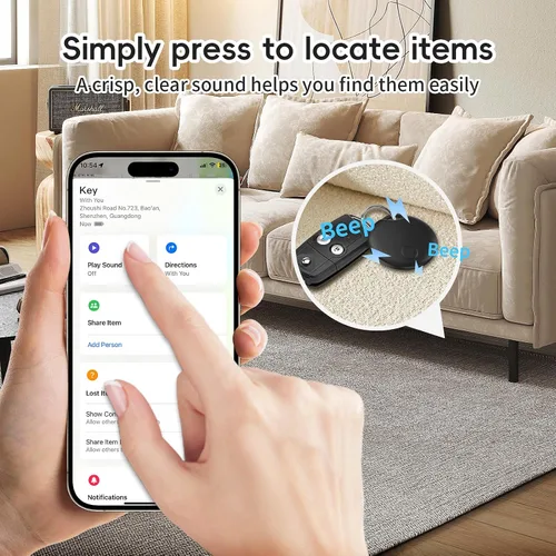 Miniatura 5 de RSH Etiqueta Rastreadora Aérea Paquete de 4 Rastreador de Equipaje Etiqueta Inteligente Funciona con Apple Find My, Localizador de Llaves Bluetooth