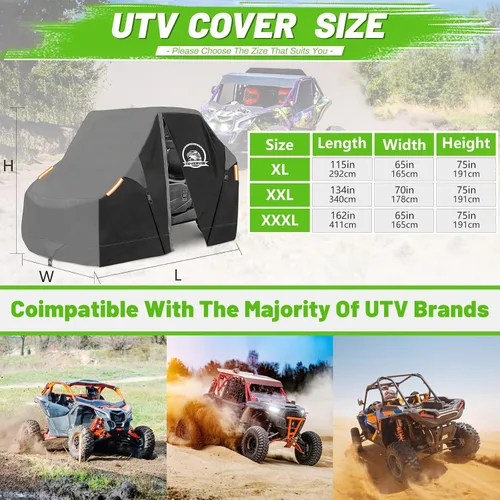 Miniatura 2 de COVERVIN Cubierta UTV impermeable para exteriores, protección para todo tipo de clima, para Polaris RZR, Yamaha Can-Am Defender Kawasaki Ranger
