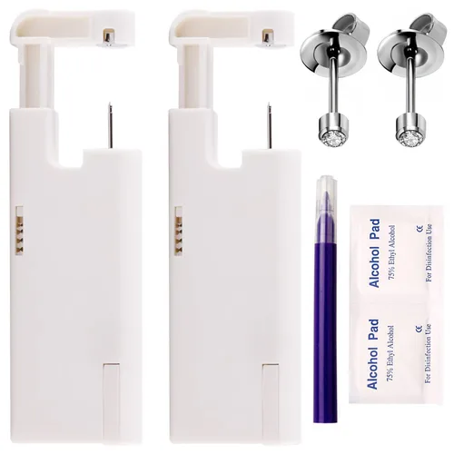 Miniatura 11 de KAIQIKAIXI 18 piezas, kit de perforación de oreja, pistola de clavos para oreja automática e indolora, desechable, aséptica, casera, portátil, grupo