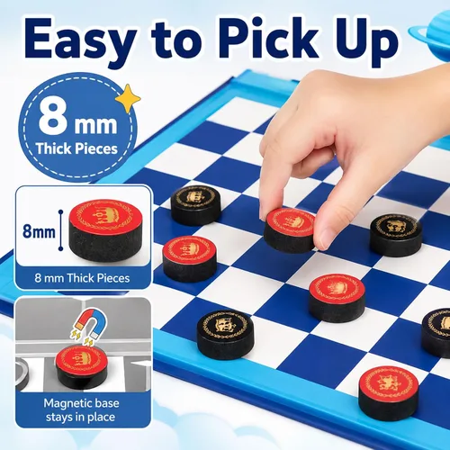 Miniatura 4 de Juego de mesa de damas y Tic-Tac-Toe 2 en 1 Juegos de viaje magnéticos para niños de 8 a 12 años Actividades de avión para niños de 8 a 12 años