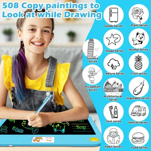 Miniatura 3 de Tableta de aprendizaje para niños con pantalla doble, tablero de escritura y dibujo borrable para niños pequeños, juguete educativo sin pantalla