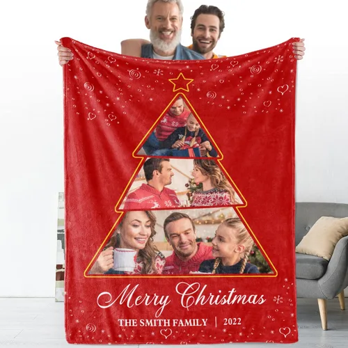 Miniatura 17 de Manta personalizada con corazones con fotos para mamá papá, manta personalizada para la cama, manta de forro polar, regalo para la familia, regalo