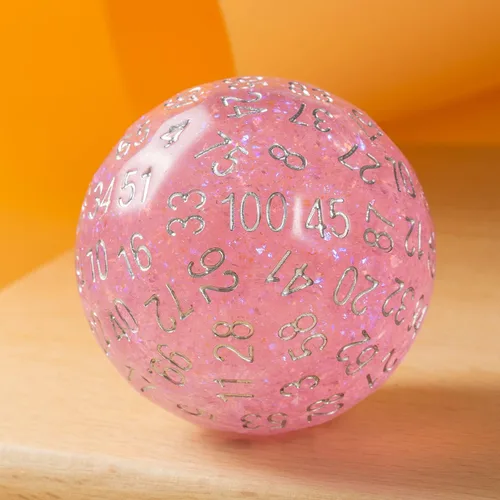 Miniatura 4 de DNDND Dado D100 con Polvo de Camaleón Rosa en el Interior con Bolsa Translúcida para D&D Dungeon and Dragons
