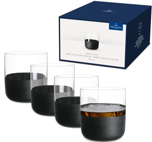 Miniatura 8 de Villeroy & Boch Manufacture Rock Collection - Juego de 4 vasos de cristal con base negra mate, fabricado en Europa, capacidad de 10 onzas