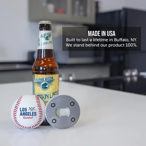 Miniatura 7 de Los Angeles D Baseball - Abrebotellas magnético de cuero y captador de tapas, accesorio genial para adolescentes y hombres