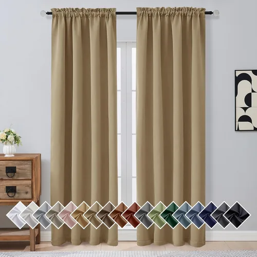 Miniatura 169 de OVZME Cortinas opacas turquesa para tratamiento de ventanas pequeñas, cortinas cortas con bloqueo de luz para ventana de cocina sobre el fregadero