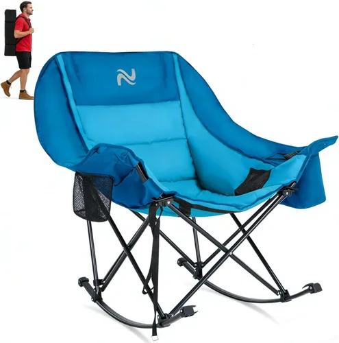 Miniatura 9 de LILYPELLE Oversized Rocking Camping Chair for Adults, Heavy Duty Folding Outdoor Chair 400 LBS Capacity, Padded Portable Rocker Chair with Cooler