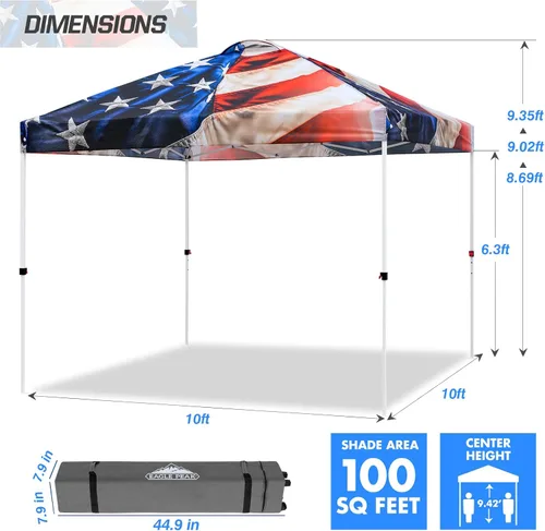 Miniatura 535 de EAGLE PEAK Tienda de campaña desplegable con bolsa de transporte con ruedas, 8 estacas, 4 cuerdas, 4 bolsas de peso, toldo de tienda de campaña