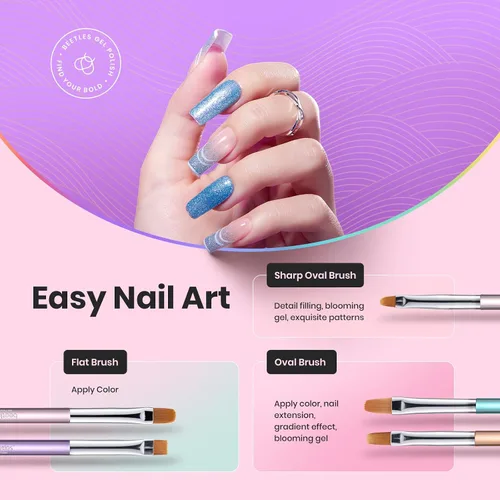 Miniatura 3 de Beetles - Pinceles de Gel para Uñas, Juego de 6 Puntas Dobles, Lápices de Diseño de Arte para Uñas, Pinzas de Pintura en Gel, Pincel Ombre, Juego