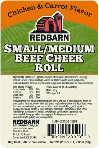 Miniatura 3 de Redbarn Pet Products Rollos de mejillas de res totalmente naturales para perros, mejillas de vaca sin granos, ricos en colágeno, disponibles