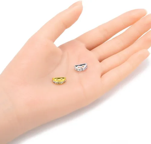 Miniatura 2 de 50 cuentas de diamantes de imitación transparentes transparentes de grado A de Adabele de 2 agujeros, barra espaciadora de 0.512 in, latón chapado