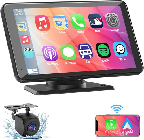 Miniatura 9 de Estéreo de auto doble DIN CarPlay y Android Auto, reproductor de pantalla táctil Bluetooth portátil HD inalámbrico de 7 pulgadas, con soporte